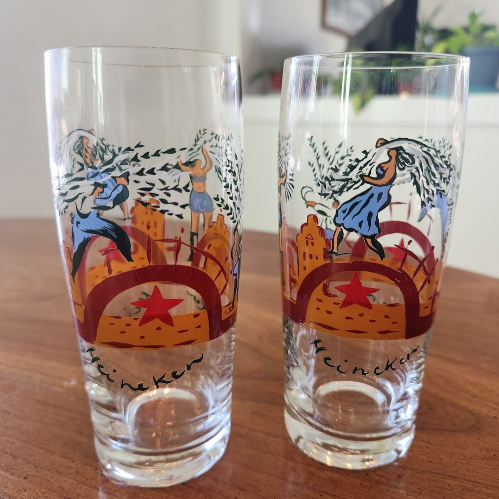 One-of-a-kind Hand Painted Heineken Glasses